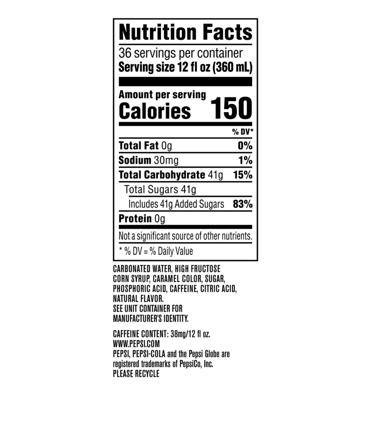 Pepsi Cola 12 ounce cans 36pk - Your Snack Box