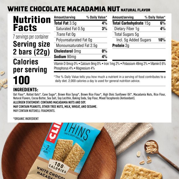 White Chocolate Macadamia Nut CLIF BAR Thins - Your Snack Box